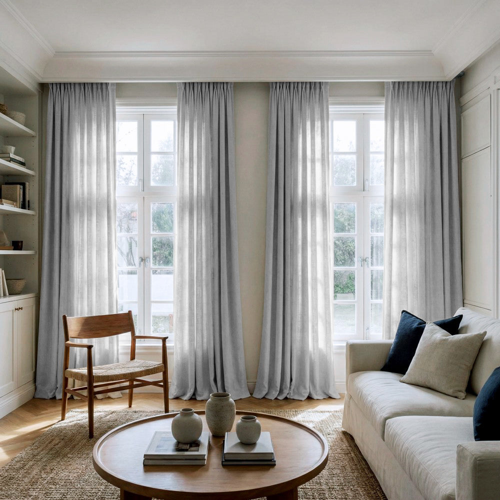 Cameron Soft Linen Blend Crosshatch Textured Curtains