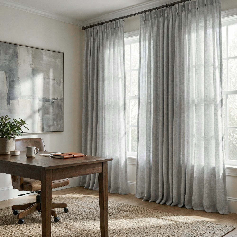 Cameron Soft Linen Blend Crosshatch Textured Curtains