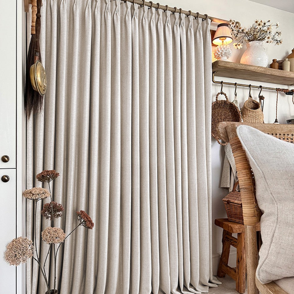 Rideaux texturés à chevrons en mélange de lin doux Cameron