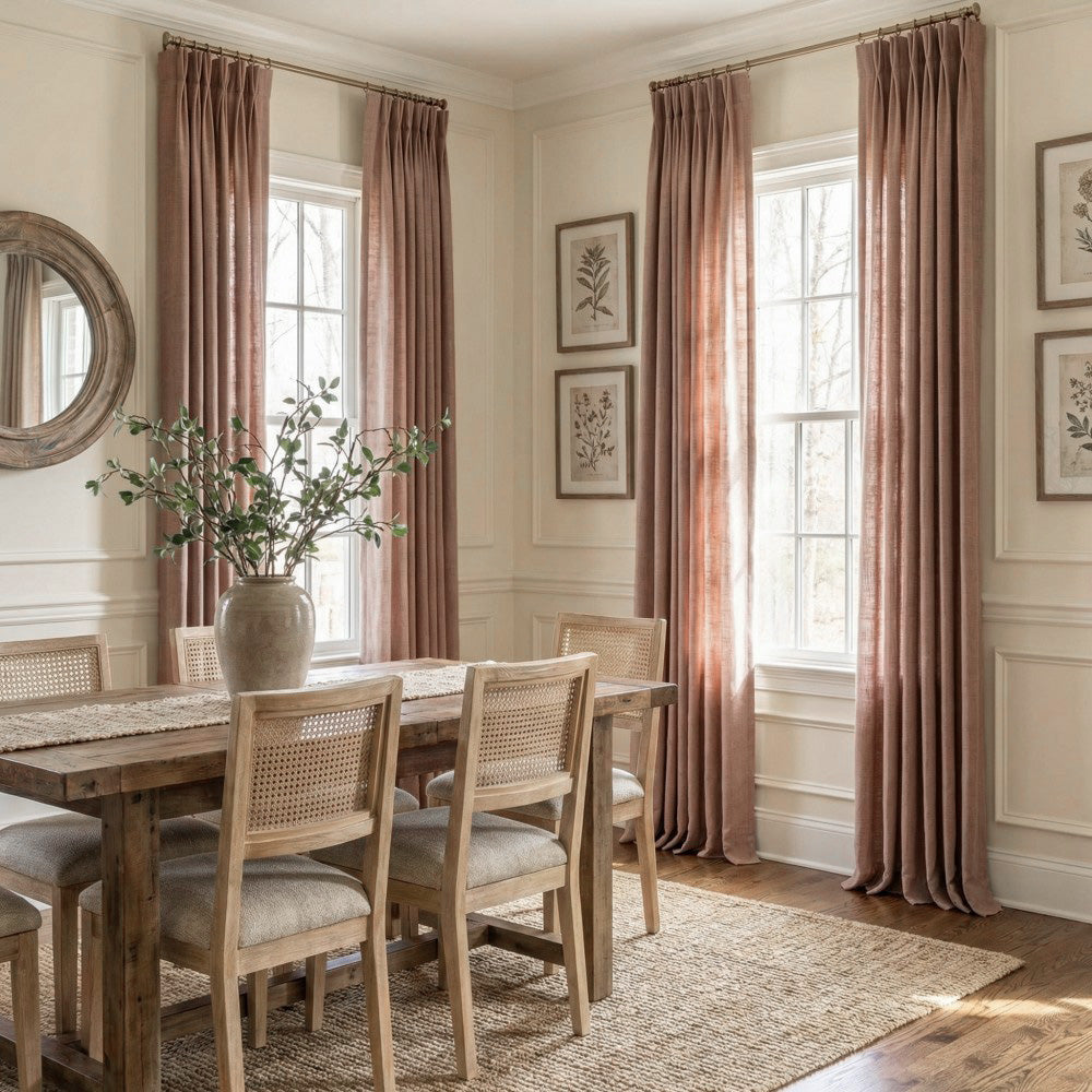 Cameron Soft Linen Blend Crosshatch Textured Curtains