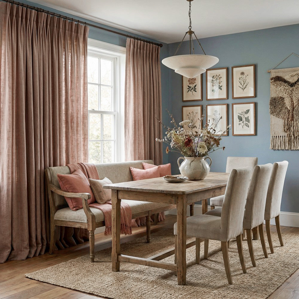 Cameron Soft Linen Blend Crosshatch Textured Curtains