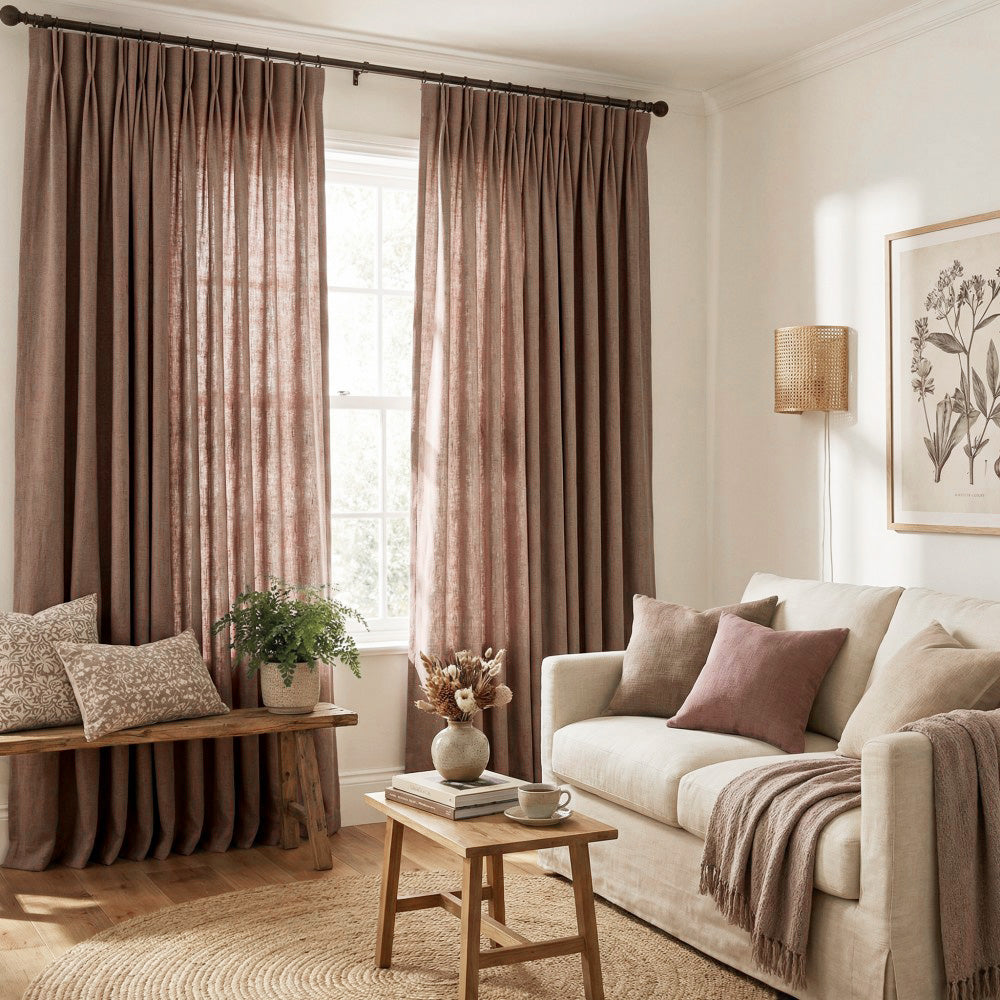 Cameron Soft Linen Blend Crosshatch Textured Curtains