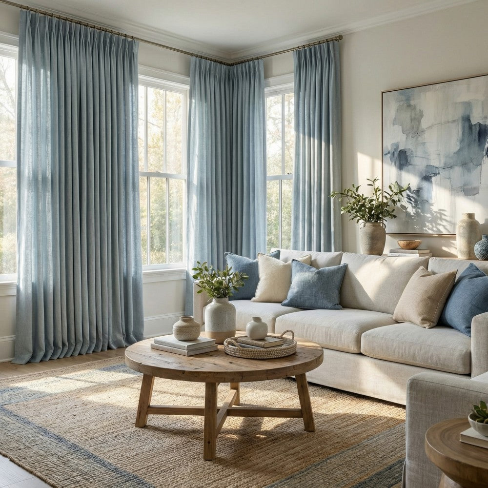 Cameron Soft Linen Blend Crosshatch Textured Curtains