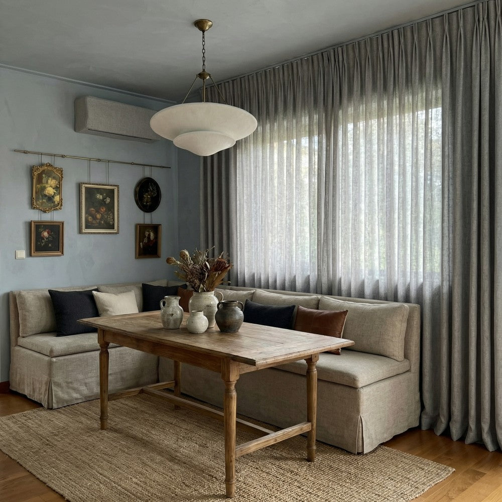 Cameron Soft Linen Blend Crosshatch Textured Curtains