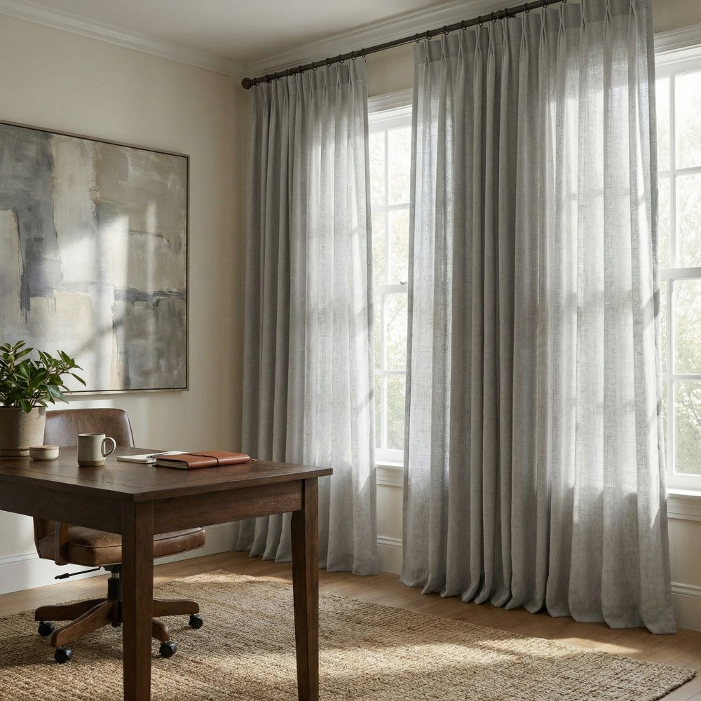 Cameron Soft Linen Blend Crosshatch Textured Curtains