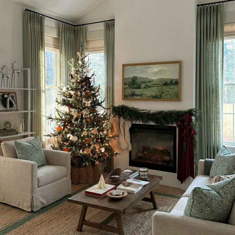 Cameron Soft Linen Blend Crosshatch Textured Curtains