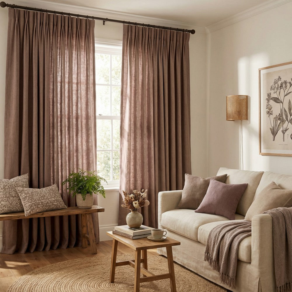 Cameron Soft Linen Blend Crosshatch Textured Curtains
