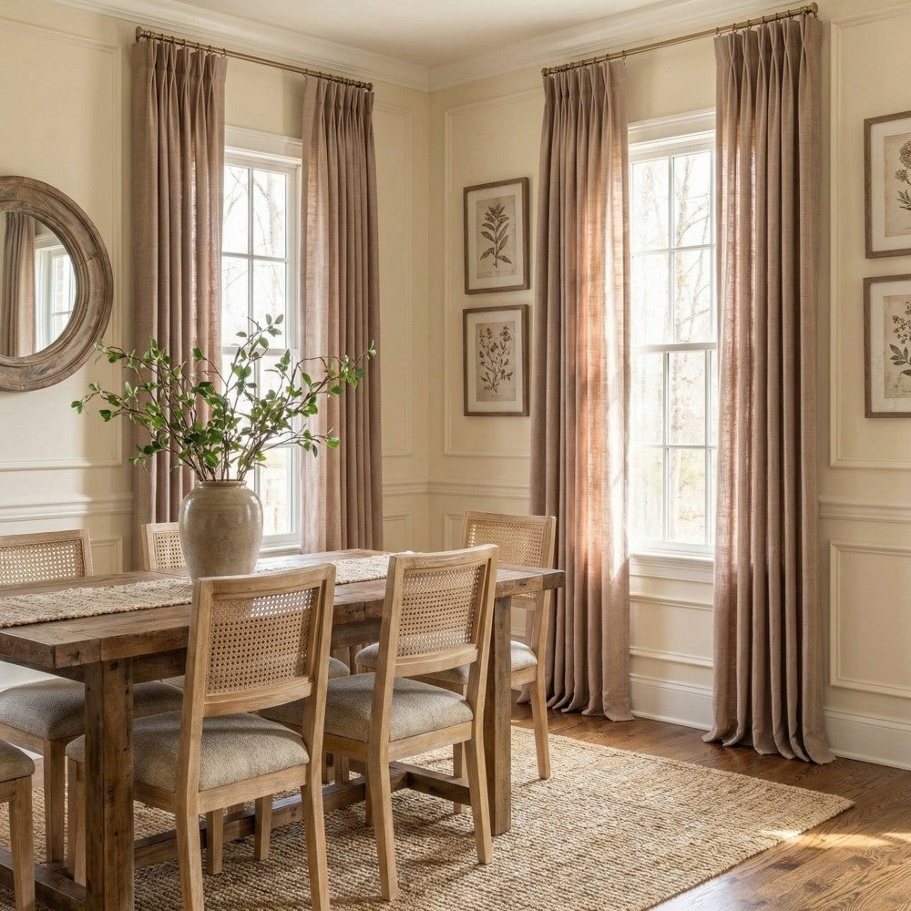 Cameron Soft Linen Blend Crosshatch Textured Curtains