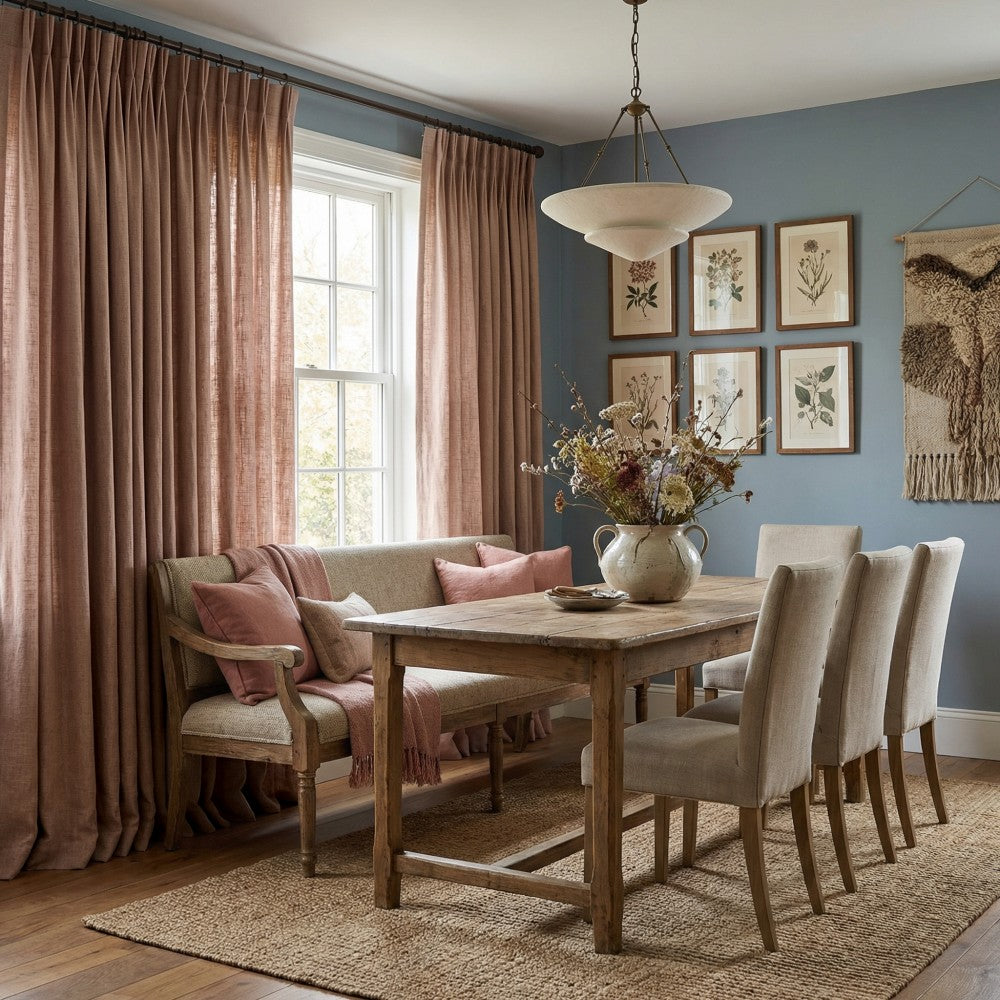 Cameron Soft Linen Blend Crosshatch Textured Curtains