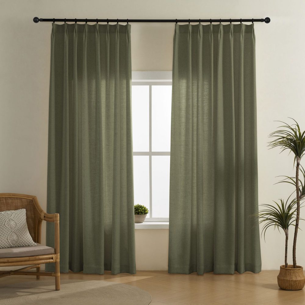 Cameron Soft Linen Blend Crosshatch Textured Curtains