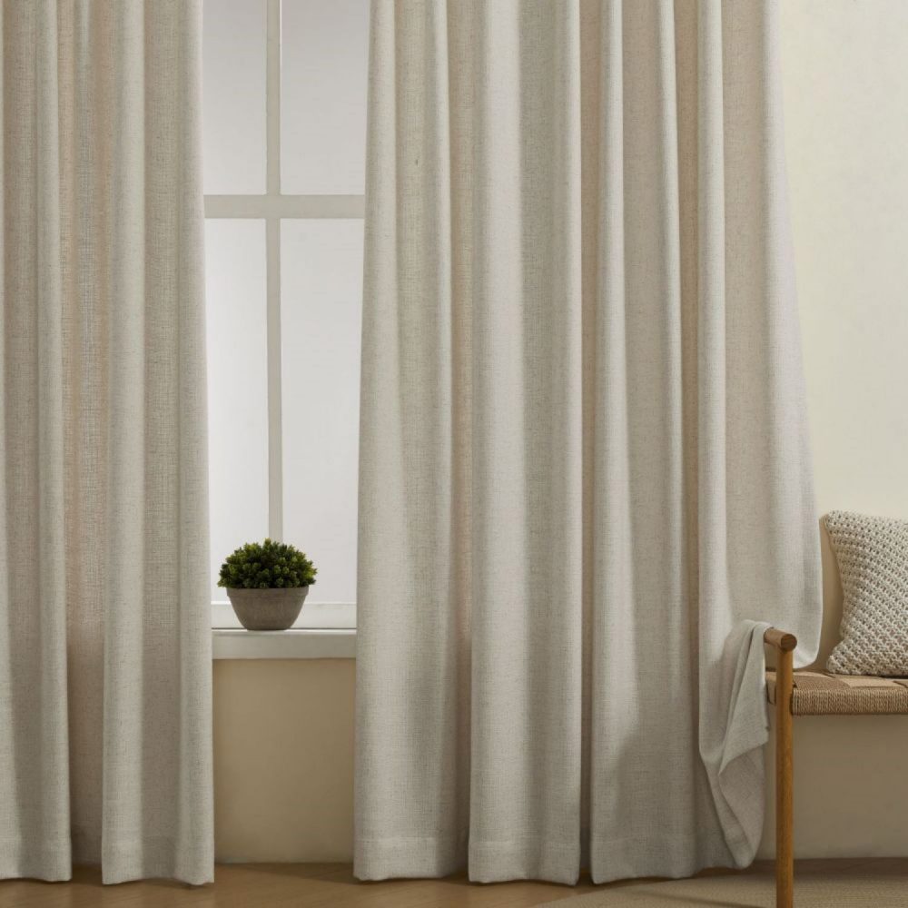 Cameron Soft Linen Blend Crosshatch Textured Curtains