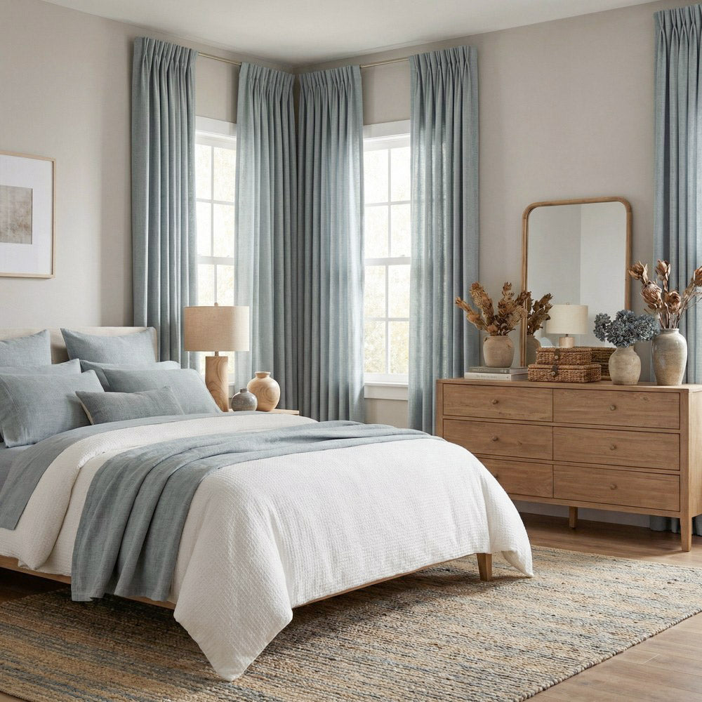 Carl Soft Linen Blend Crochet Textured Curtains