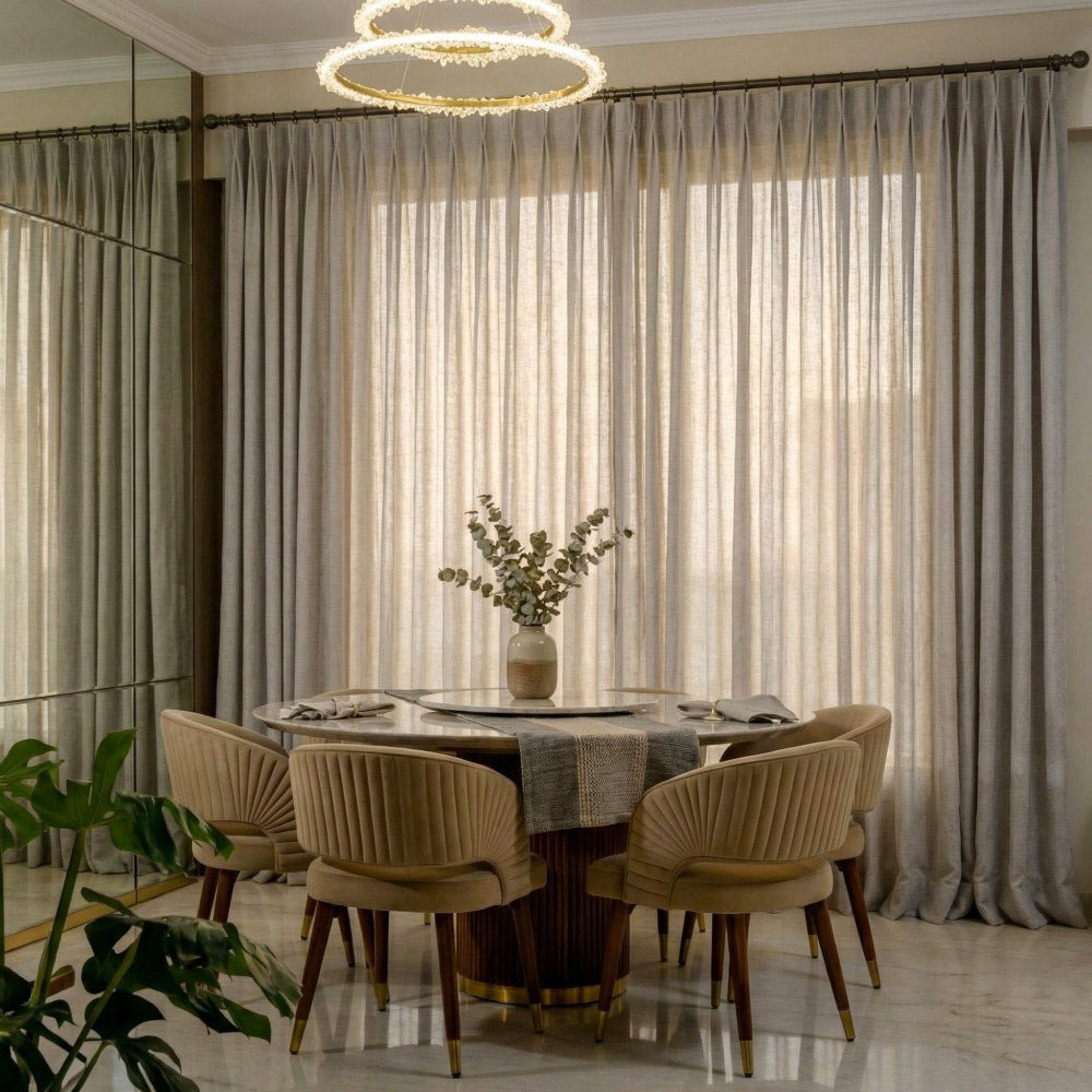 Carl Soft Linen Blend Crochet Textured Curtains