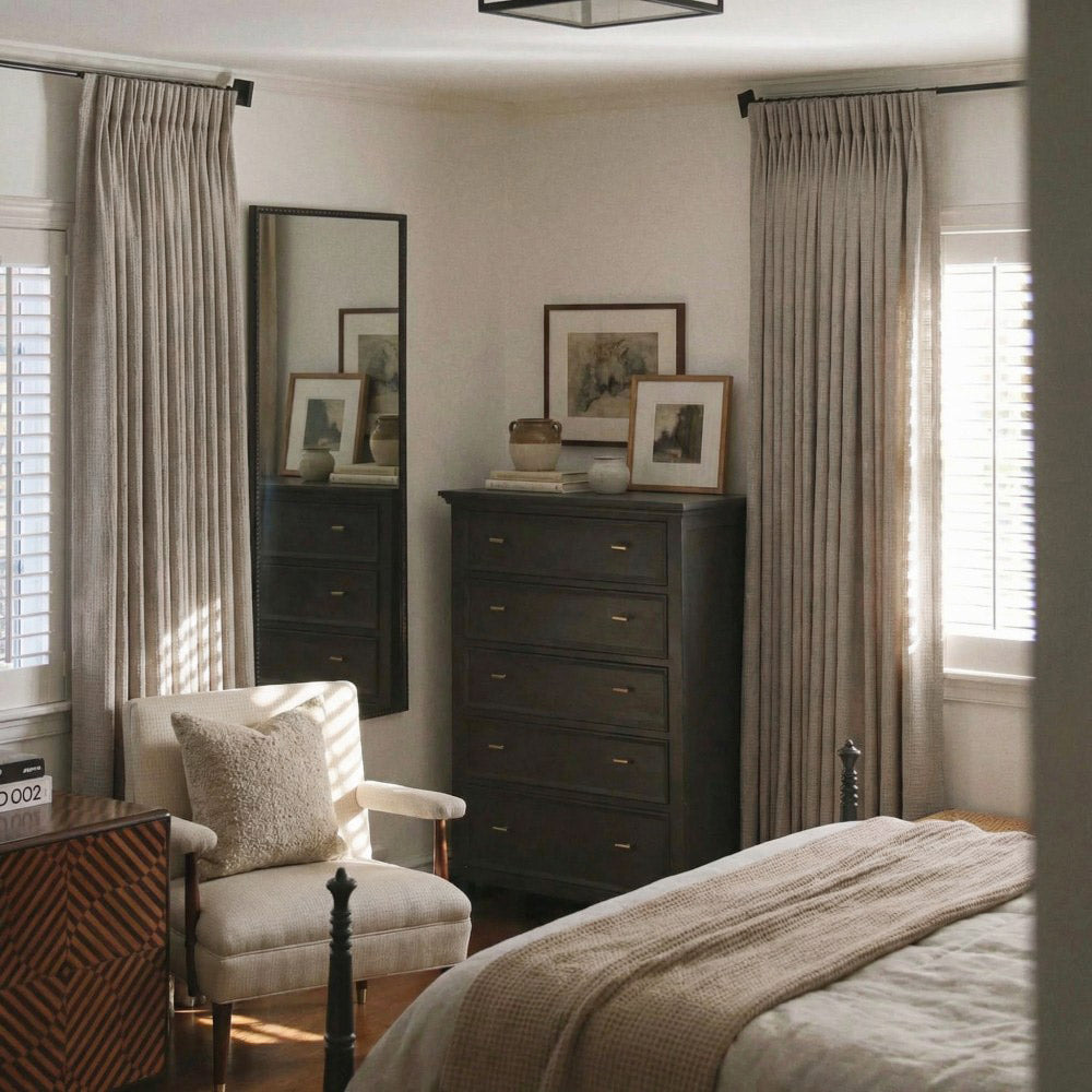 Carl Soft Linen Blend Crochet Textured Curtains