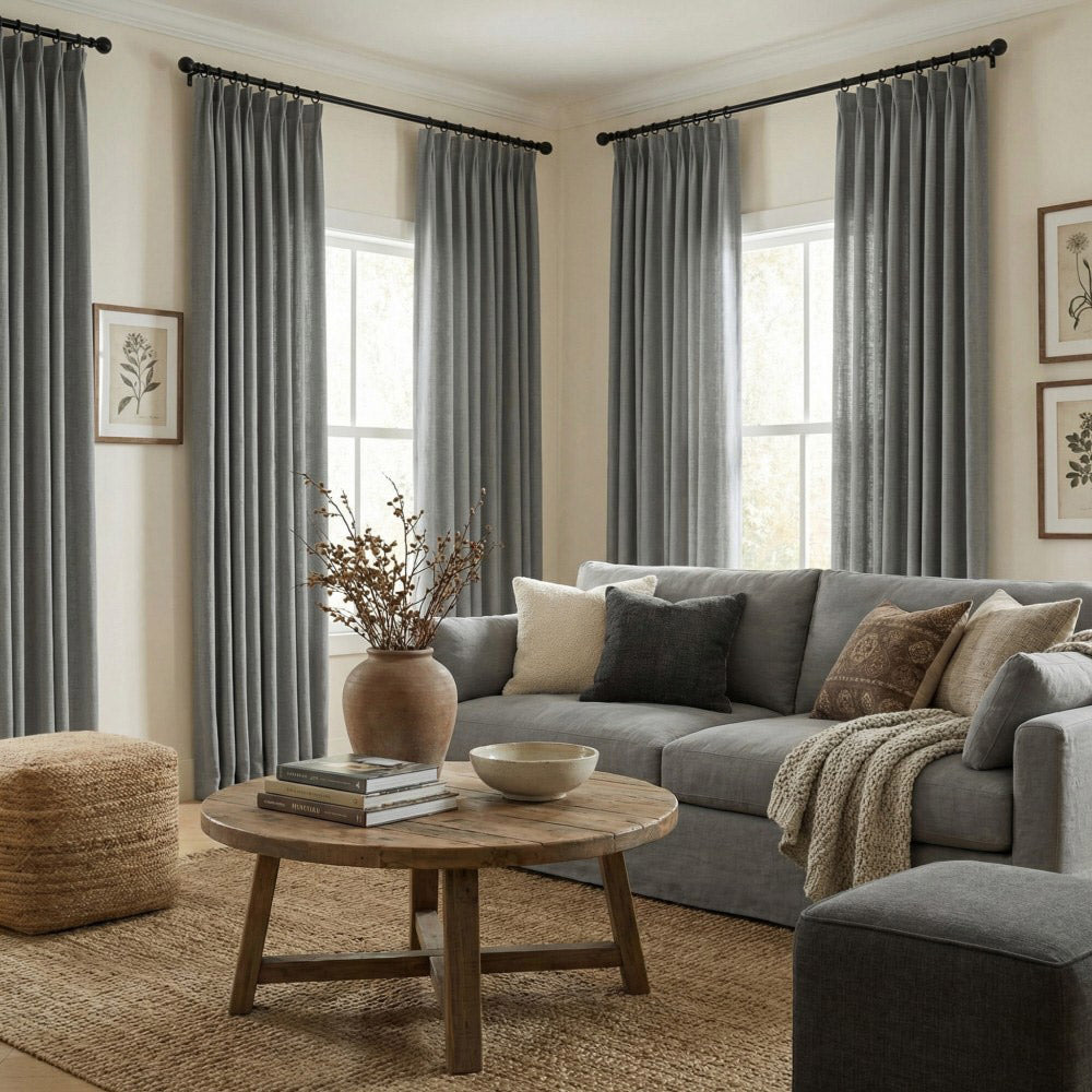 Carl Soft Linen Blend Crochet Textured Curtains