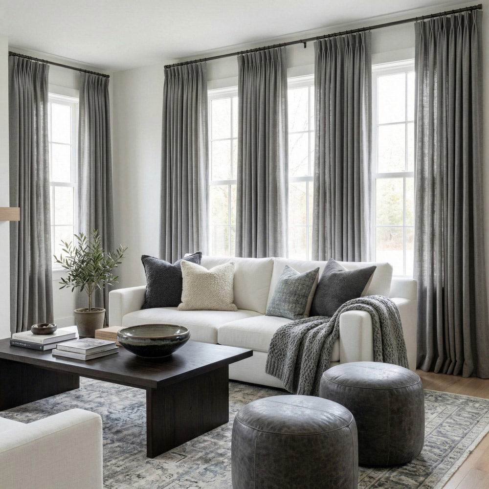 Carl Soft Linen Blend Crochet Textured Curtains