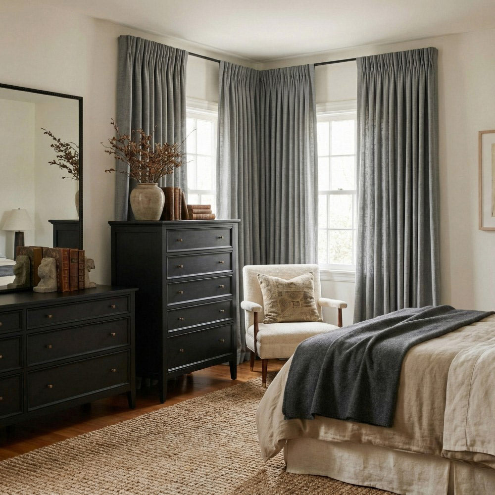 Carl Soft Linen Blend Crochet Textured Curtains