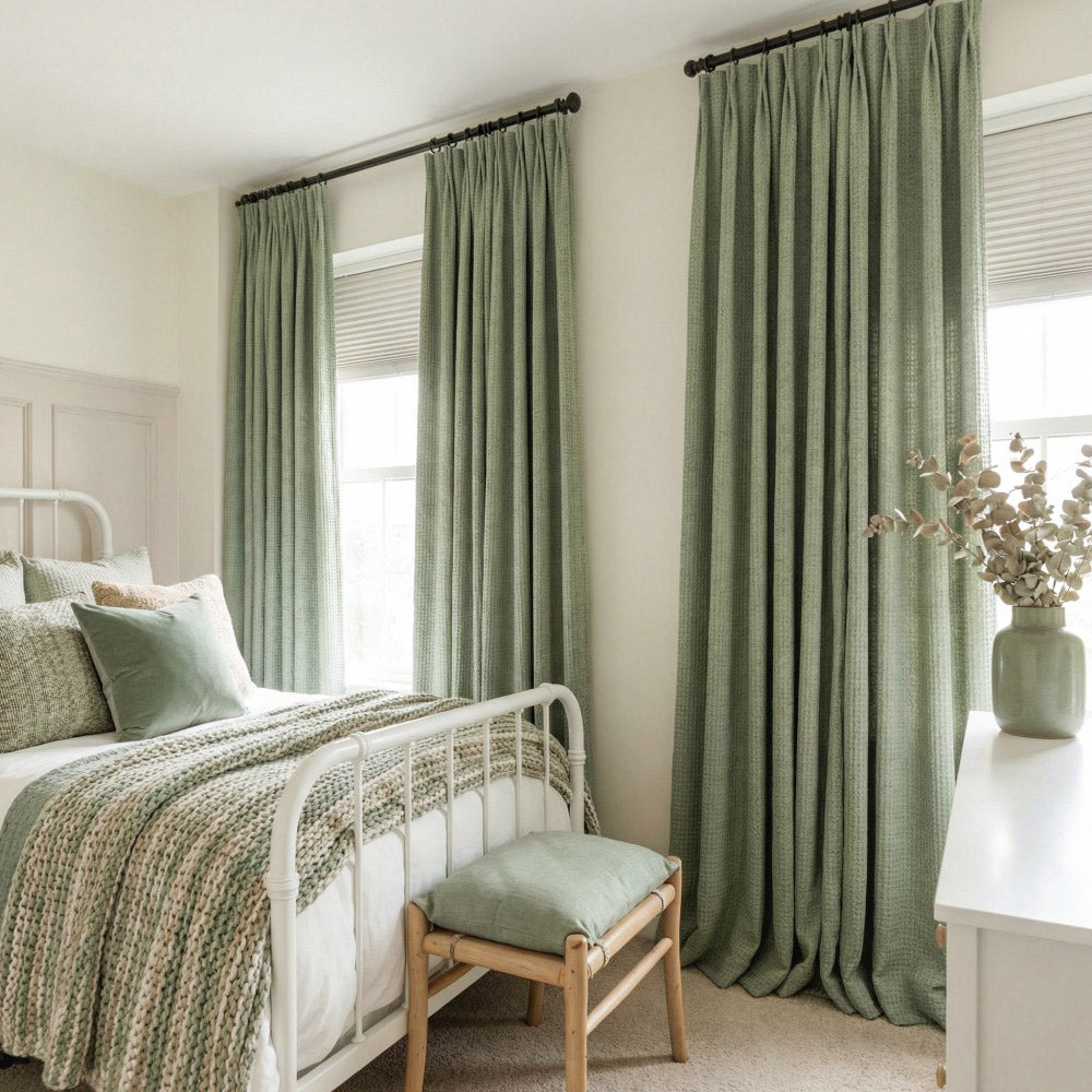 Carl Soft Linen Blend Crochet Textured Curtains