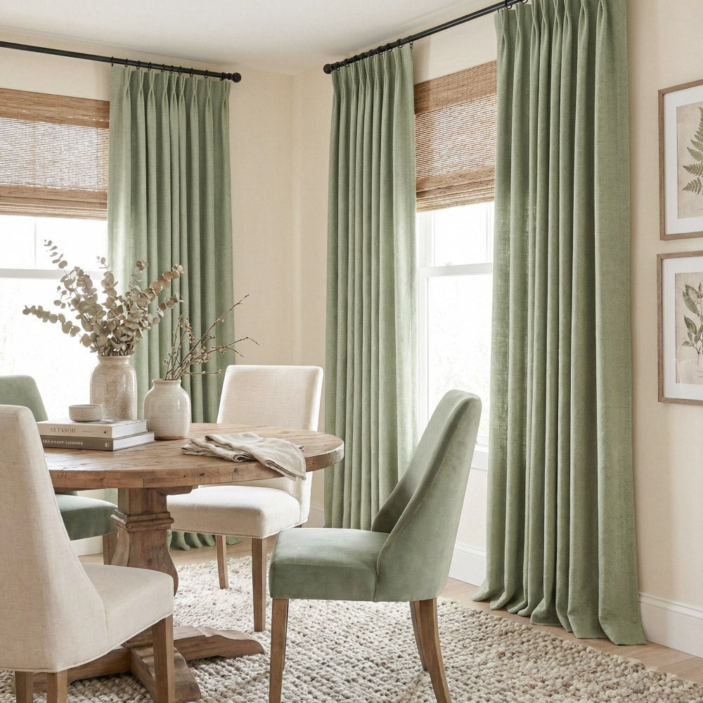 Carl Soft Linen Blend Crochet Textured Curtains