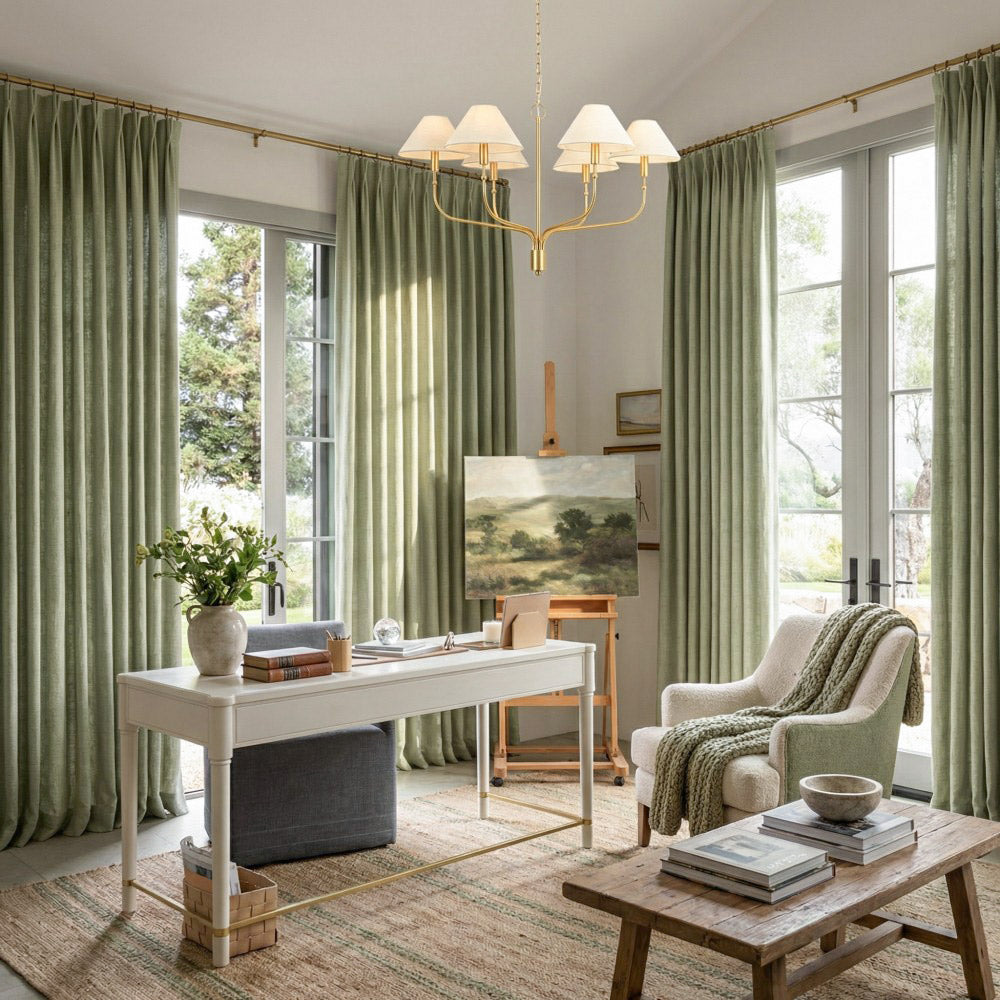 Carl Soft Linen Blend Crochet Textured Curtains