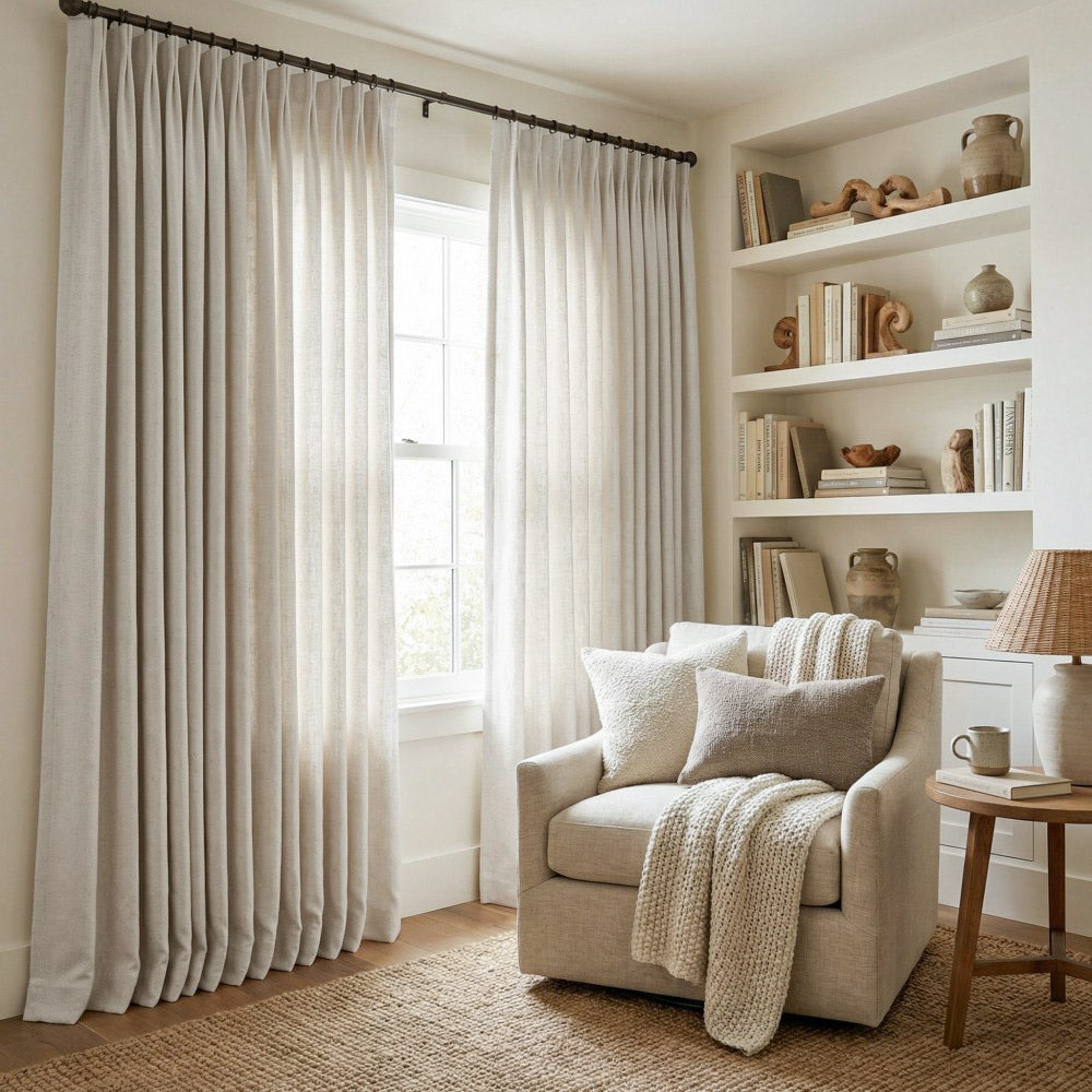 Carl Soft Linen Blend Crochet Textured Curtains