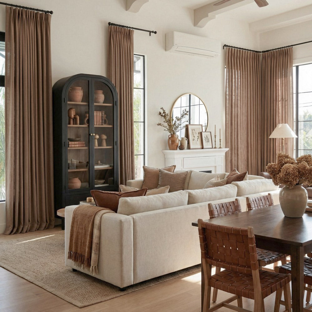 Carl Soft Linen Blend Crochet Textured Curtains