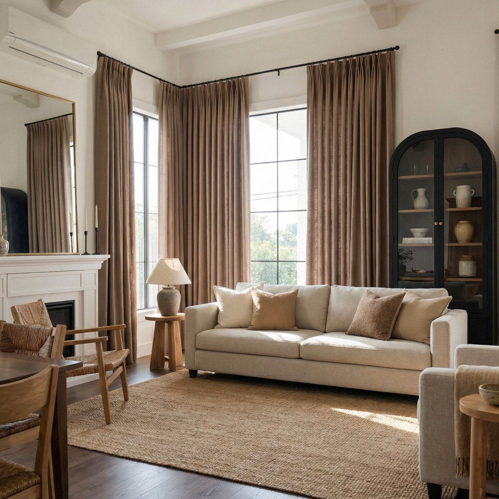 Carl Soft Linen Blend Crochet Textured Curtains