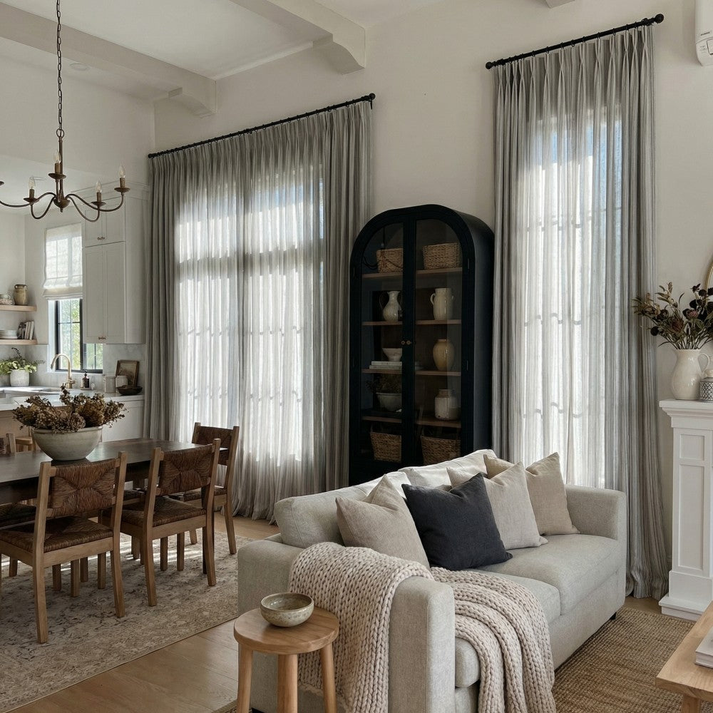 Casey Light Striped Cotton Custom Curtains