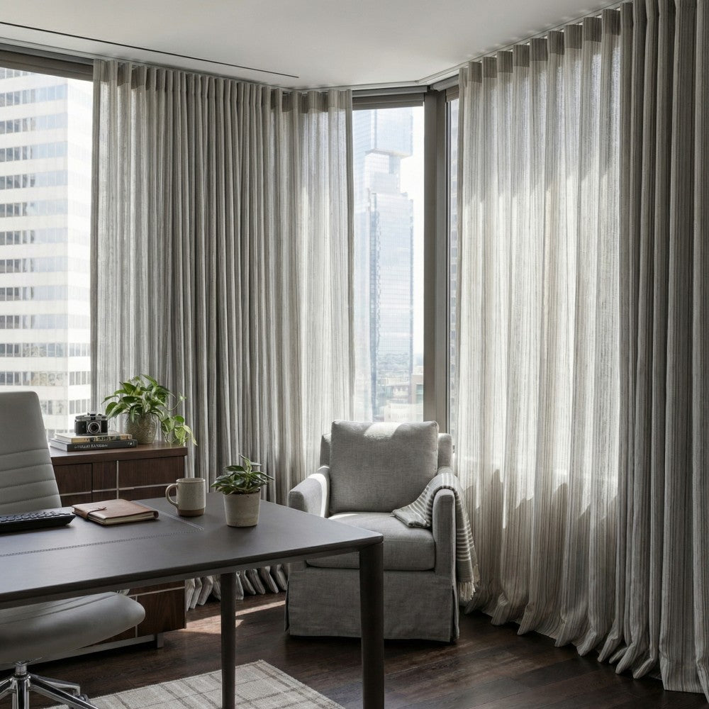 Casey Light Striped Cotton Custom Curtains