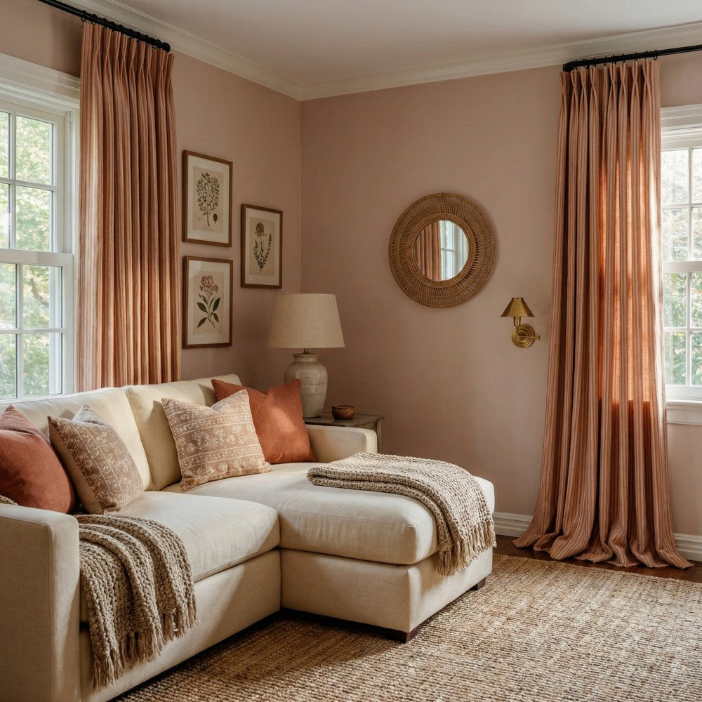 Casey Light Striped Cotton Custom Curtains