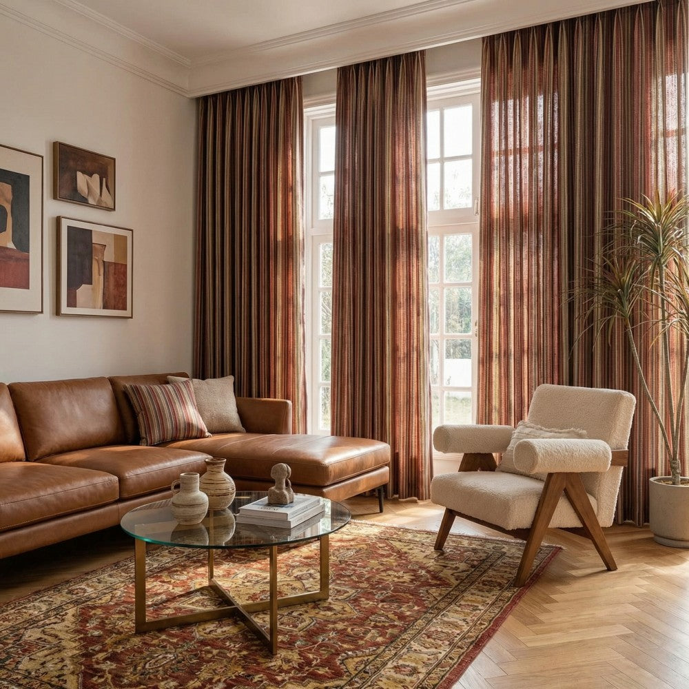 Casey Light Striped Cotton Custom Curtains