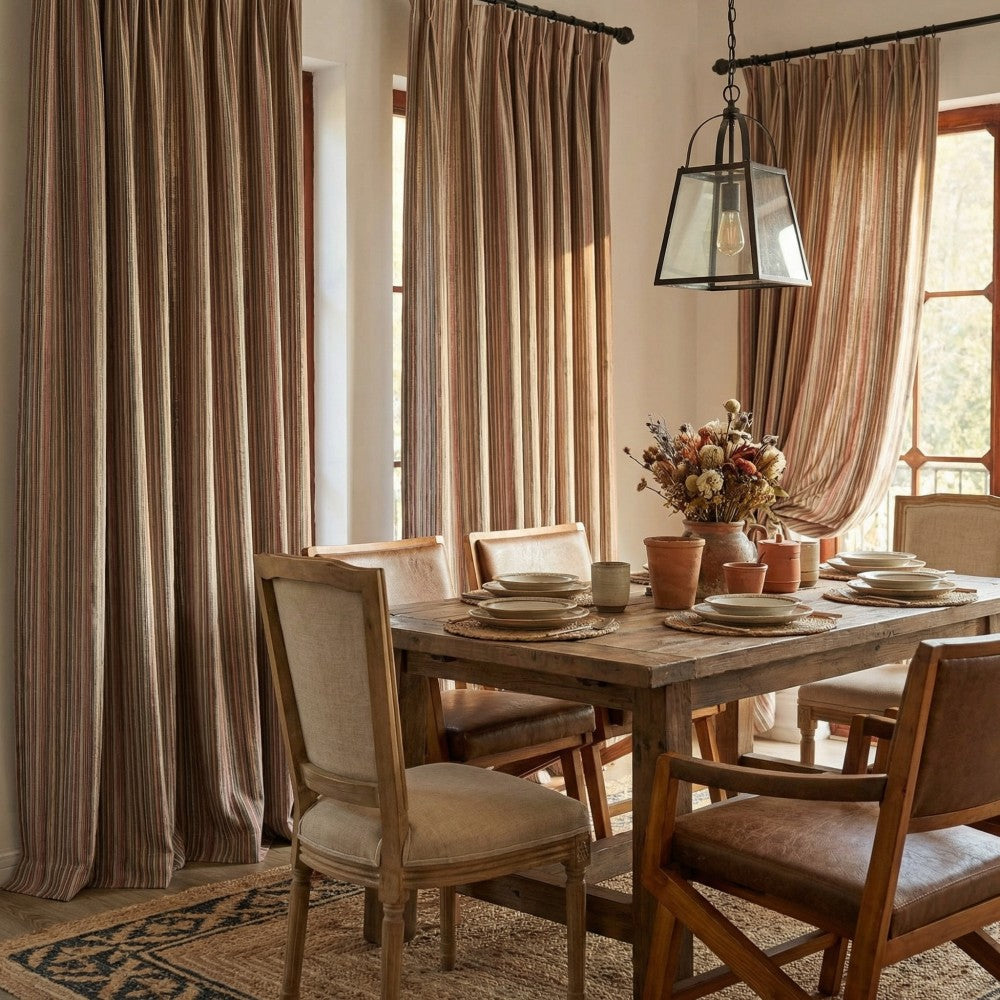 Casey Light Striped Cotton Custom Curtains