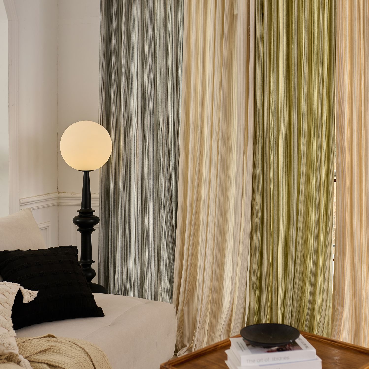 Casey Light Striped Cotton Custom Curtains