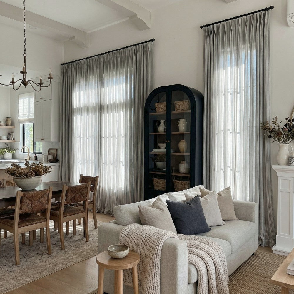 Casey Light Striped Cotton Custom Curtains