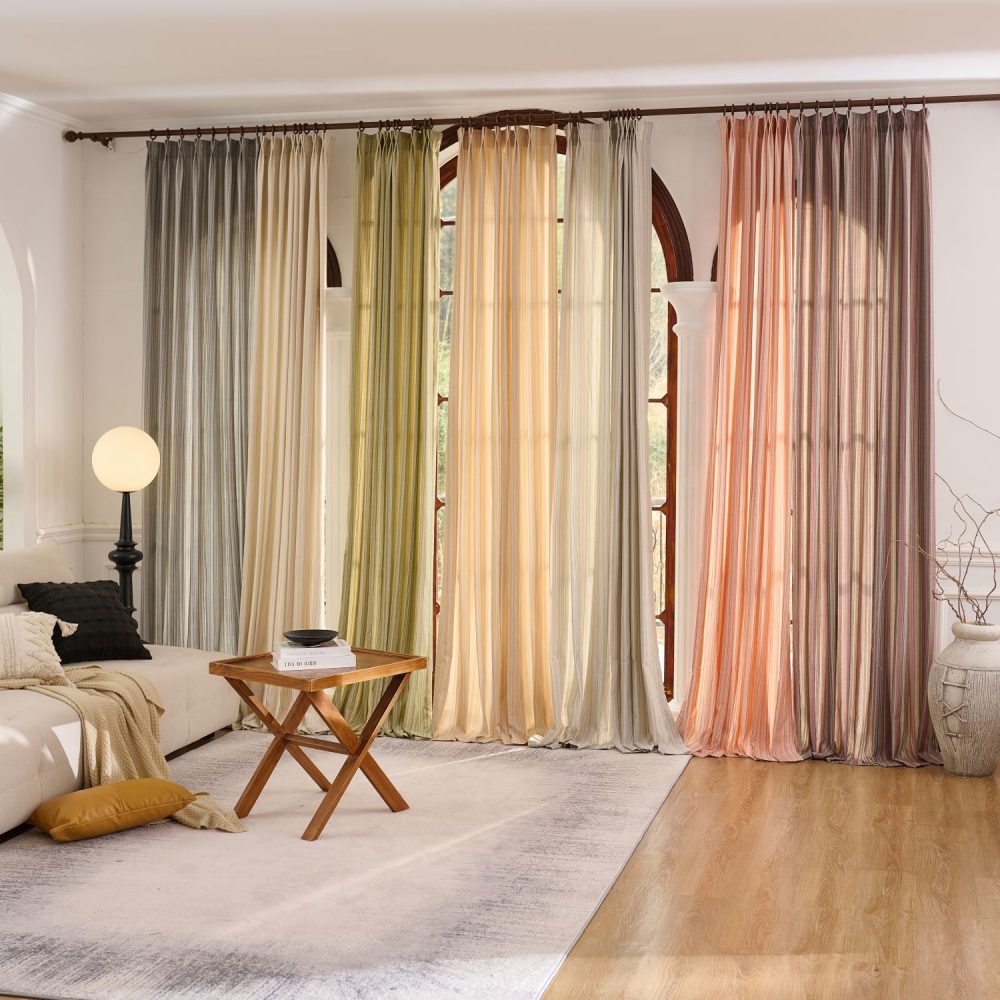 Casey Light Striped Cotton Custom Curtains