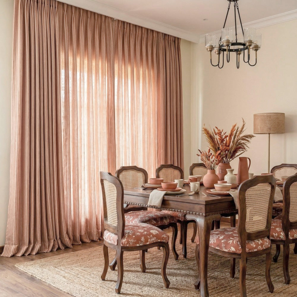 Casey Light Striped Cotton Custom Curtains