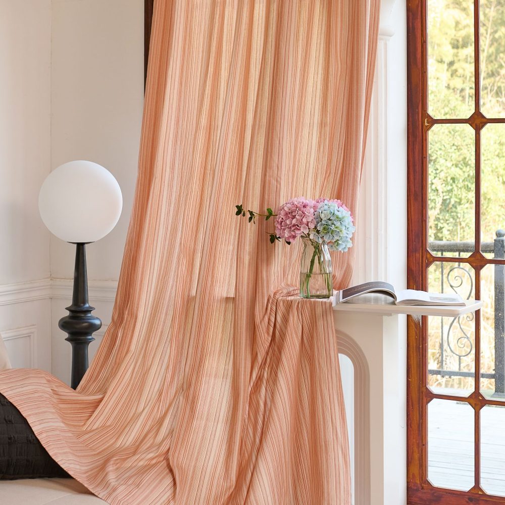 Casey Light Striped Cotton Custom Curtains