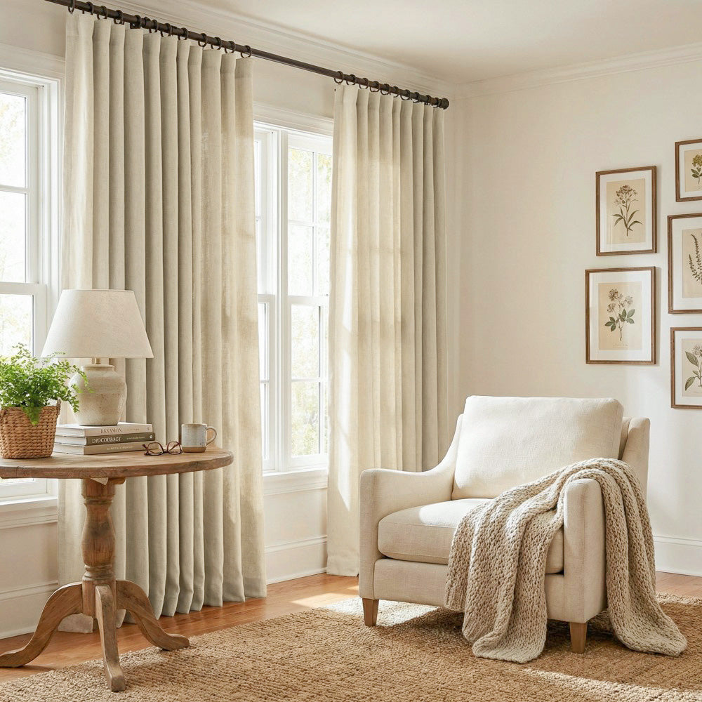 Cecilia Pure Linen Sheer Curtains For Living Room