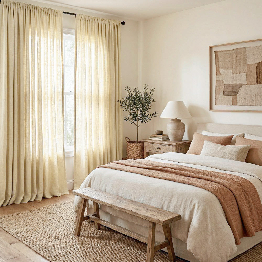 Cecilia Pure Linen Sheer Curtains For Living Room
