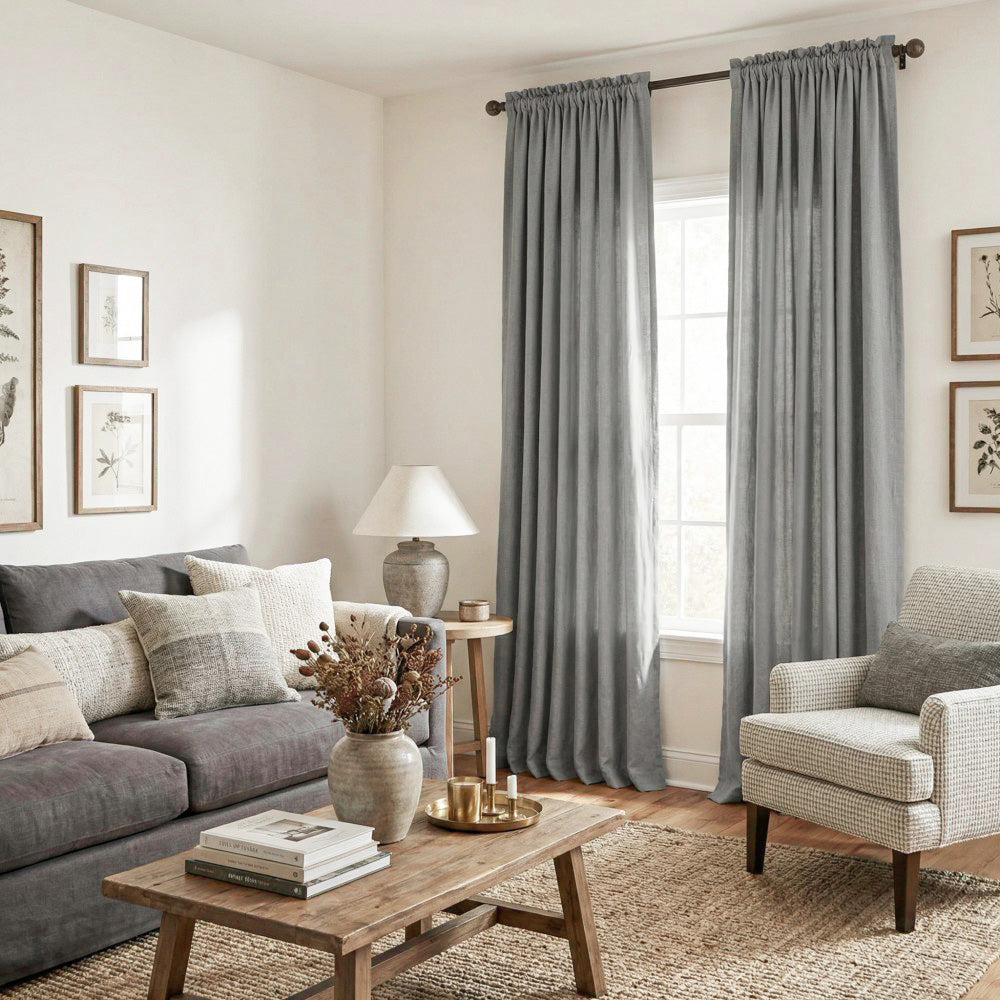 Cecilia Pure Linen Sheer Curtains For Living Room