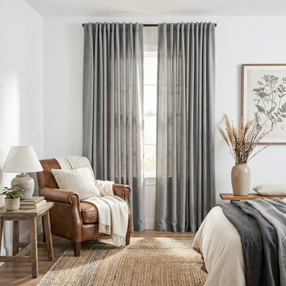 Cecilia Pure Linen Sheer Curtains For Living Room