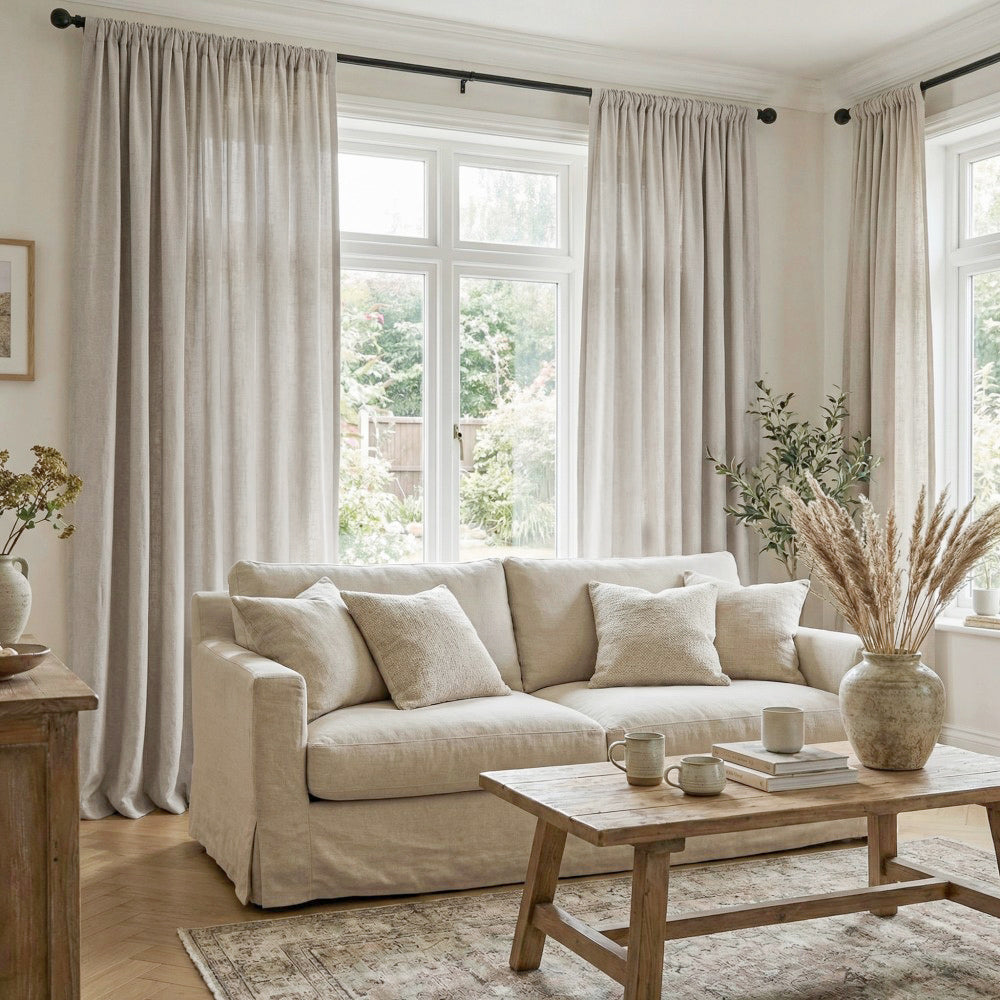 Cecilia Pure Linen Sheer Curtains For Living Room