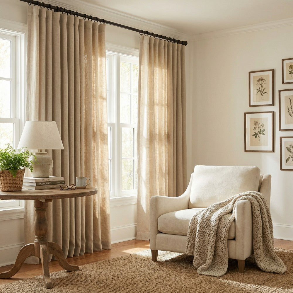 Cecilia Pure Linen Sheer Curtains For Living Room