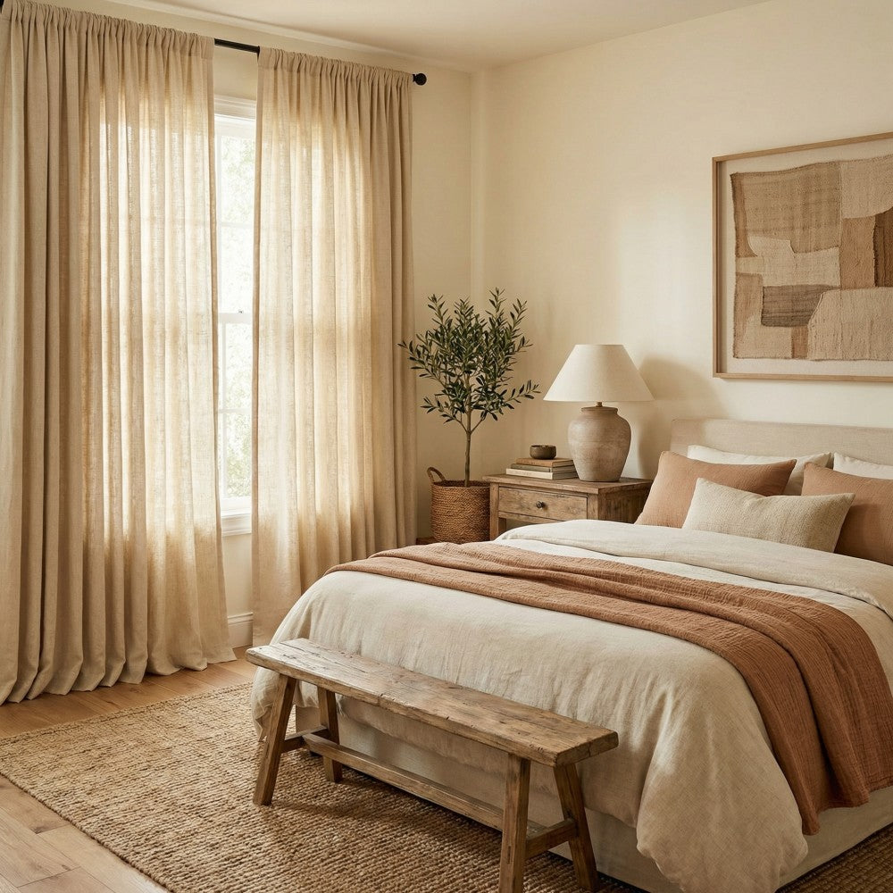 Cecilia Pure Linen Sheer Curtains For Living Room