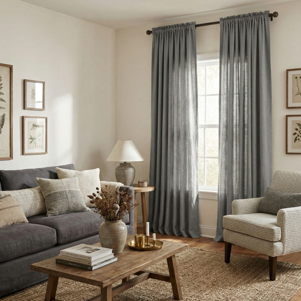 Cecilia Pure Linen Sheer Curtains For Living Room