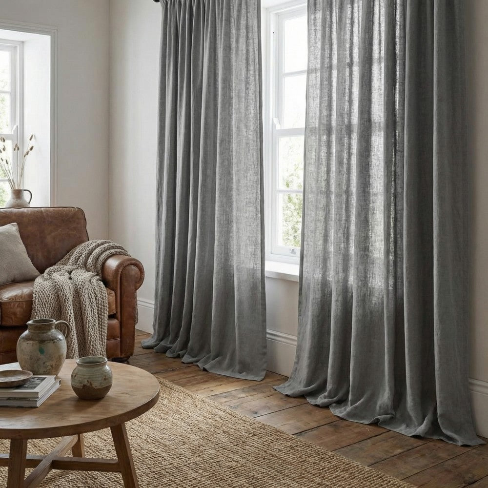 Cecilia Pure Linen Sheer Curtains For Living Room