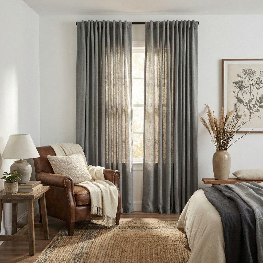 Cecilia Pure Linen Sheer Curtains For Living Room