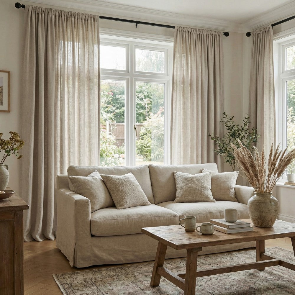 Cecilia Pure Linen Sheer Curtains For Living Room