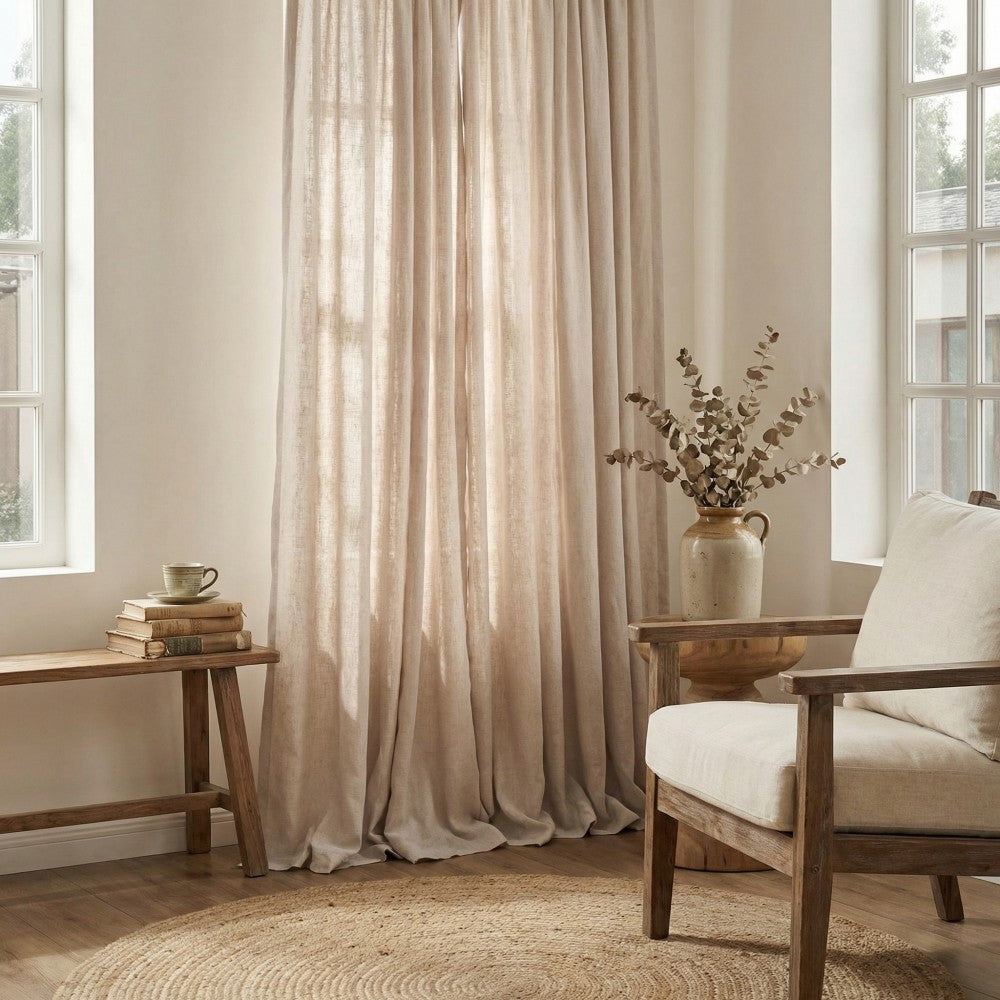 Cecilia Pure Linen Sheer Curtains For Living Room