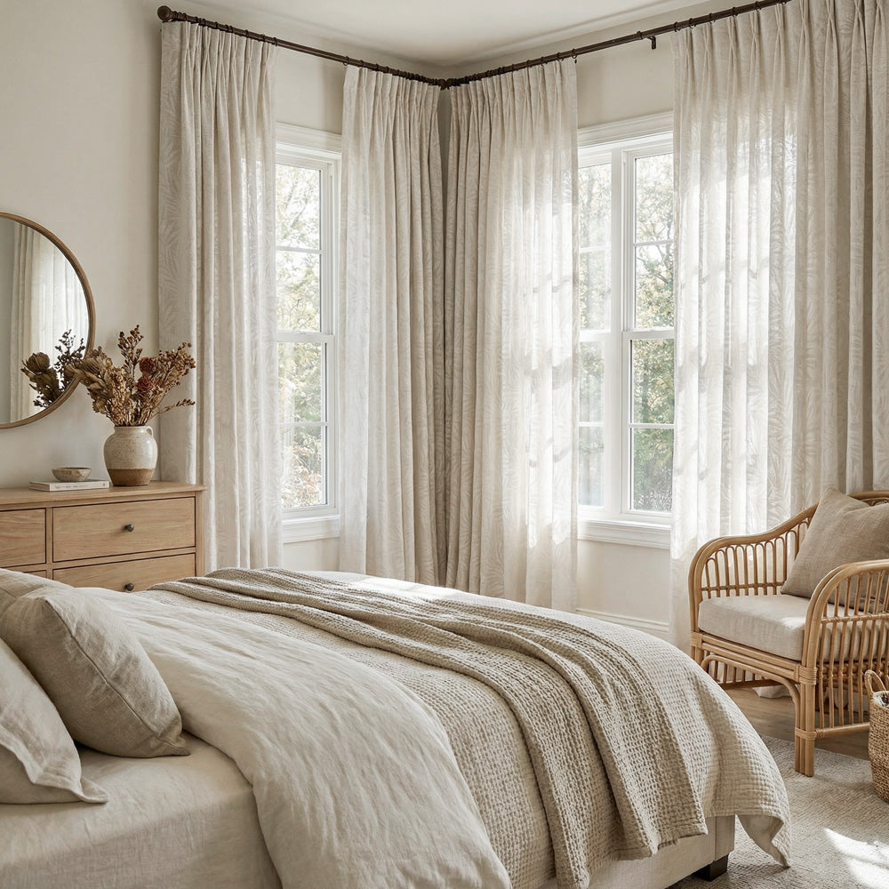Charis Palm Leaf Jacquard Sheer Designer Curtains